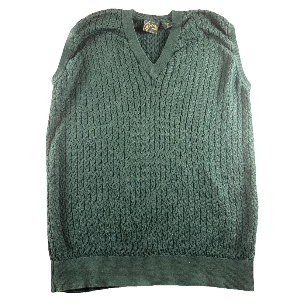 Vintage Bobby Jones Wool Sweater Vest Mens L Green Cable Knit USA